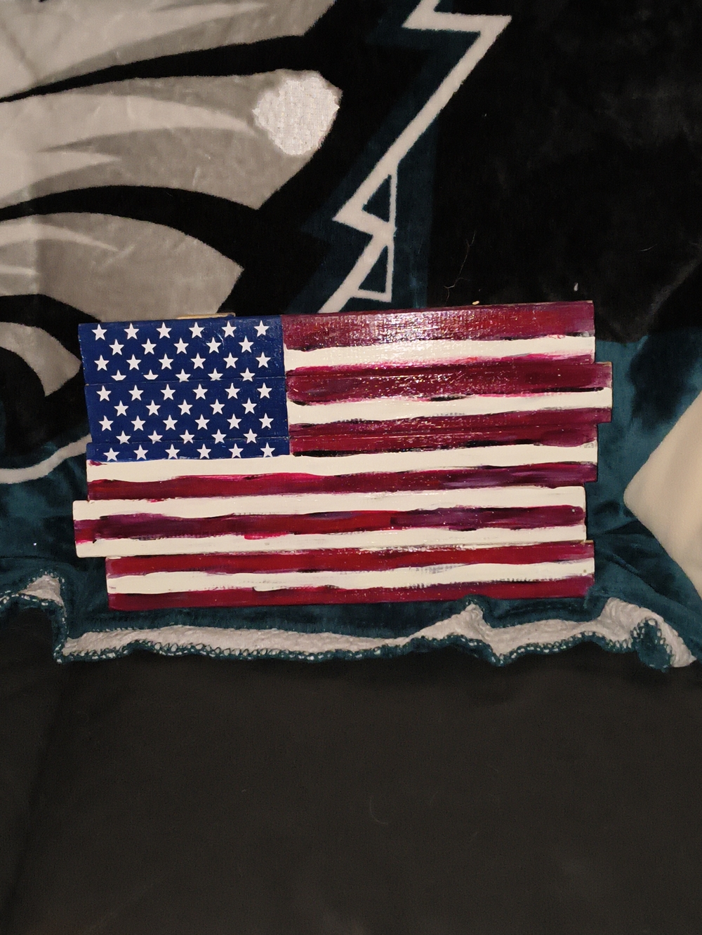 Handcrafted American Flag Wall Plaque - Red, White & Blue